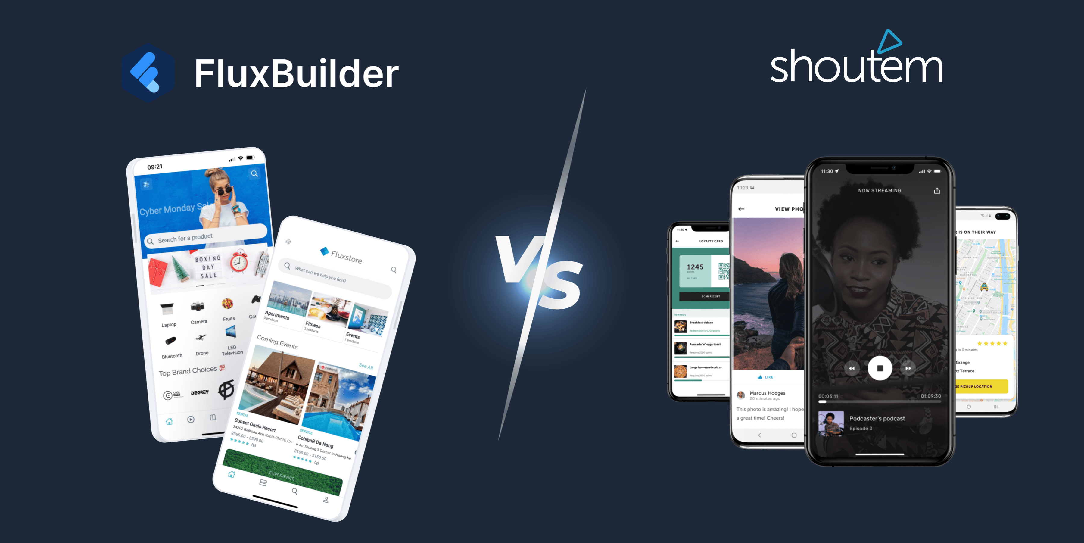 FluxBuilder vs. Shoutem