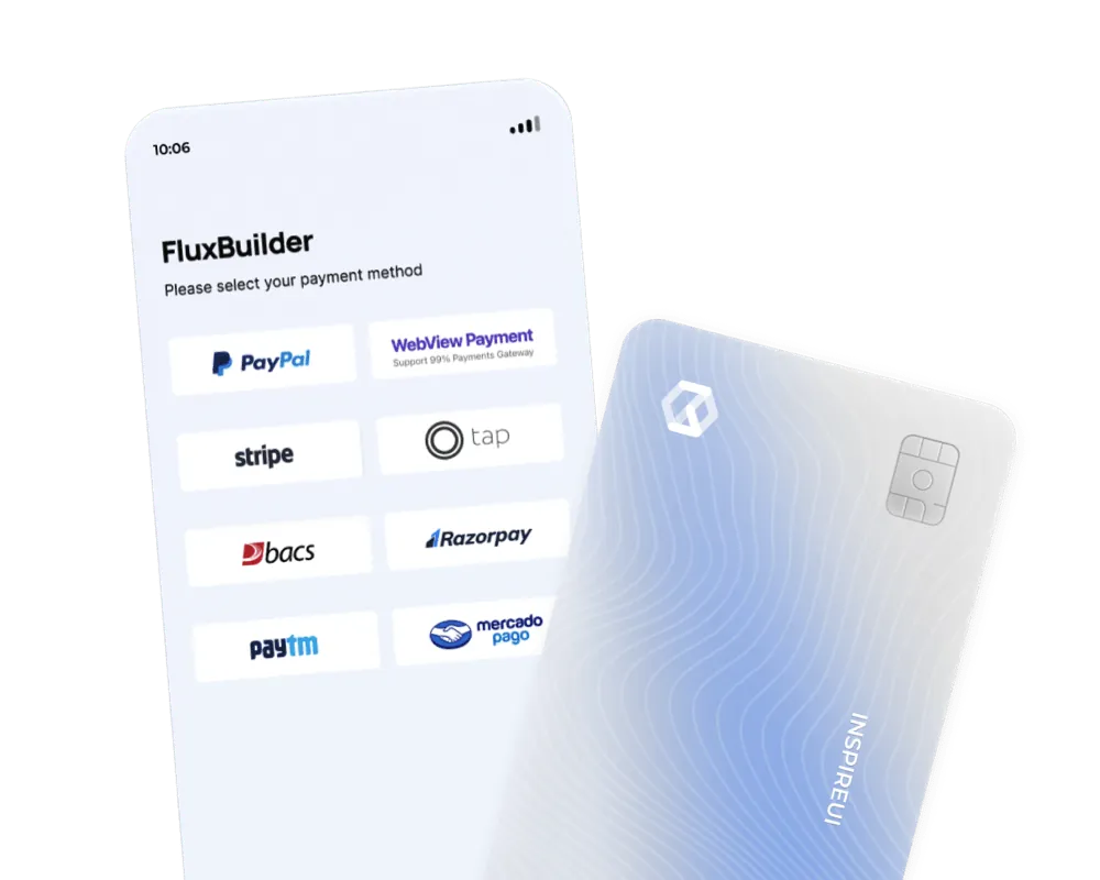FluxBuilder payment options include native and web checkout integrations