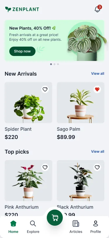 Green Corner mobile app template created with FluxBuilder